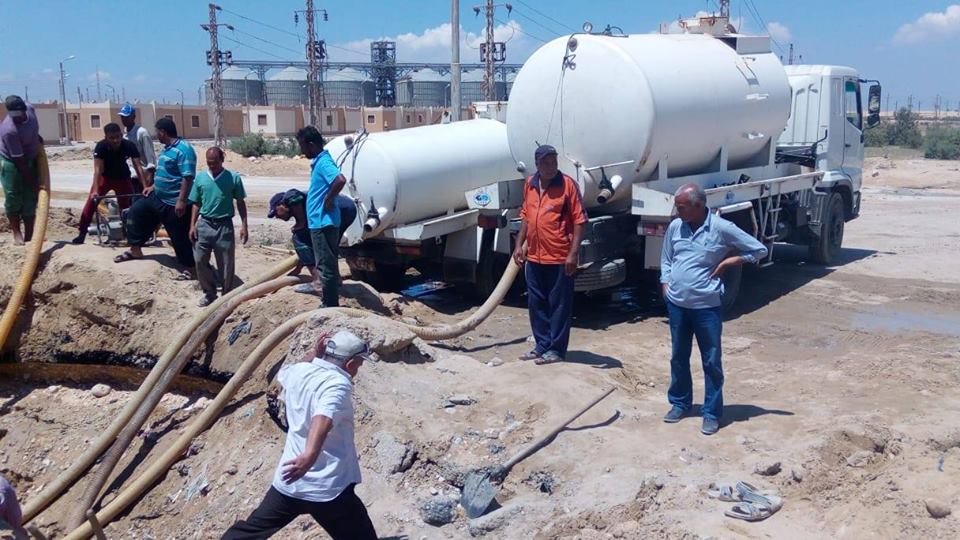 مياه القناة إصلاح خط مياه القنطرة شرق وتطهير محطات أبوعارف وجنيفه بالسويس