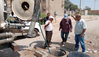 استمرار أعمال الملس والتطهير بخطوط وشبكات صرف صحي المستقبل بالاسماعيلية