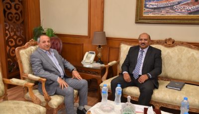 محافظ بورسعيد يستقبل رئيس مجلس إدارة شركة مياه الشرب والصرف الصحي بمدن القناة